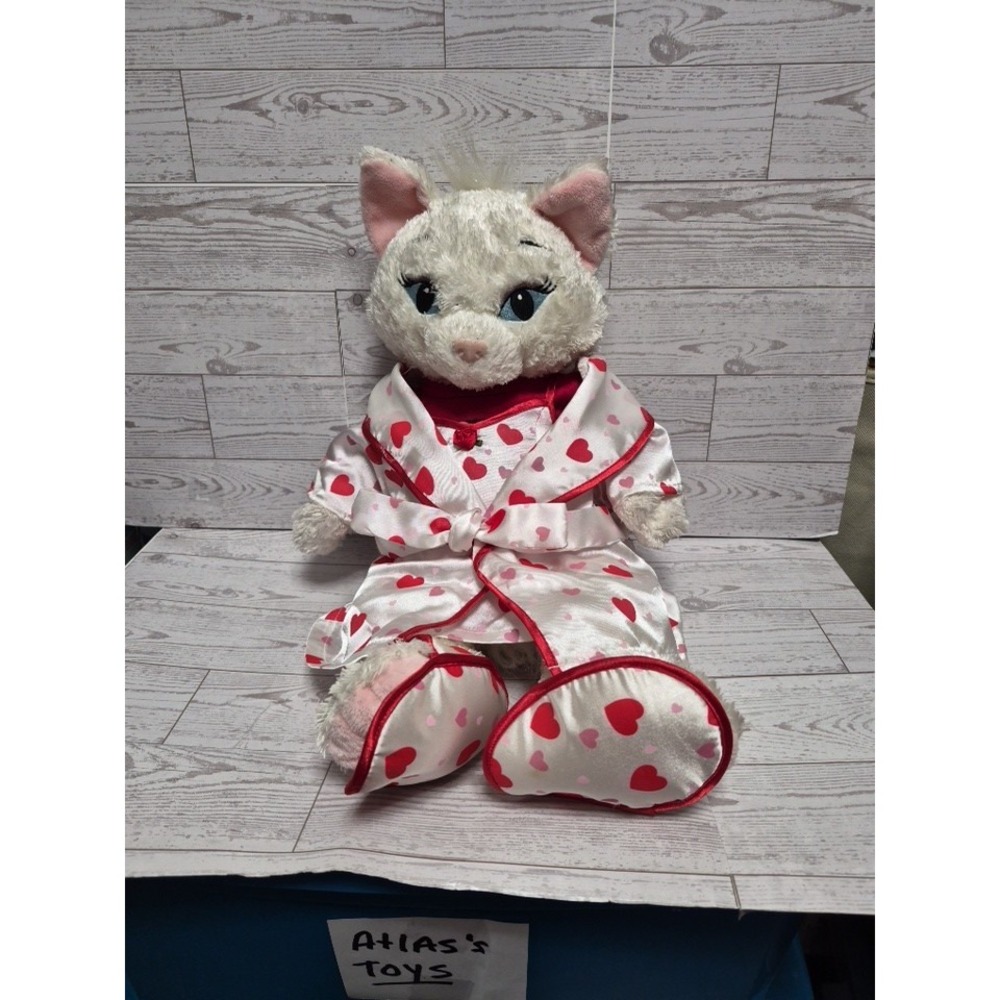 Retired BUILD-A-BEAR Marie Aristocats Plush 19" White &pink Kitty w/night outfit